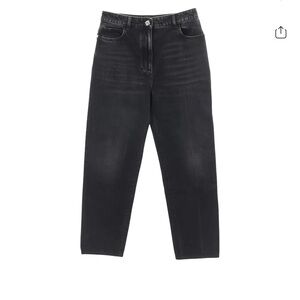 CHANEL Black Denim Shorts with Embellished Button